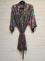 Load image into Gallery viewer, Vintage 1990s Women&#39;s Floral &amp; Polka Dot Print Satin Robe
