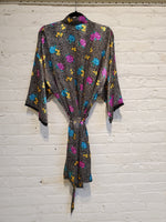 Load image into Gallery viewer, Vintage 1990s Women&#39;s Floral &amp; Polka Dot Print Satin Robe
