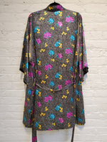 Load image into Gallery viewer, Vintage 1990s Women&#39;s Floral &amp; Polka Dot Print Satin Robe
