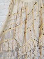 Load image into Gallery viewer, Vintage 1970s Antique Ivory Color Victorian Boho Style Long Ruffle Skirt
