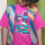 Load image into Gallery viewer, Vintage 80s/90s Magenta Pink Sea World Graphic Tee
