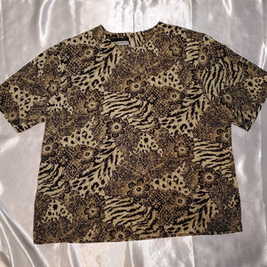 Vintage 90s Abstract Animal Print Blouse