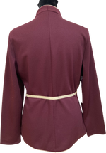 Load image into Gallery viewer, 70&#39;s/80&#39;s Burgundy V-Neck Button Down Top with Off White Waist Belt (Size Small)
